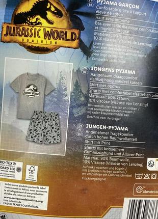 Нова котонова літня піжамка комплект jurassic world футболка +шорти 158-164см2 фото