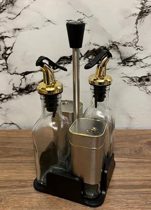 Набор для специй и редких текстур, 4 предмета, хром с золотом