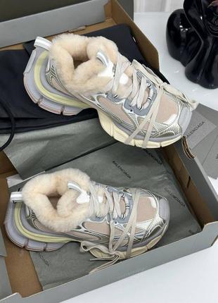 Кросівки в стилі balenciaga сірі зима на хутрі