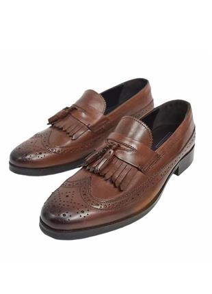 Кожаные лоферы asos, туфли натуральная кожа, броги, оксфорды, р. 1197, 44 укр.