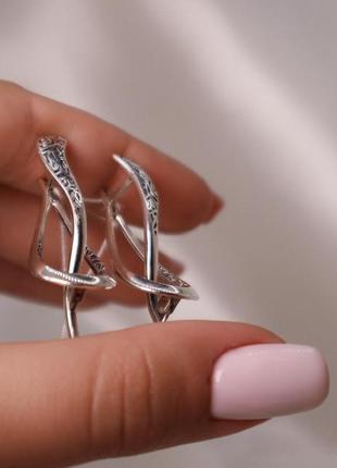 Оригінальні срібні сережки чернене срібло