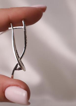 Оригінальні срібні сережки чернене срібло