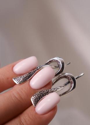 Оригінальні срібні сережки чернене срібло