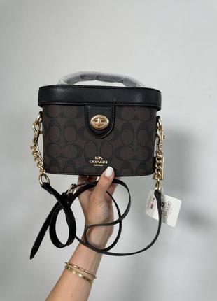 Сумка жіноча в стилі coach premium brown black9 фото