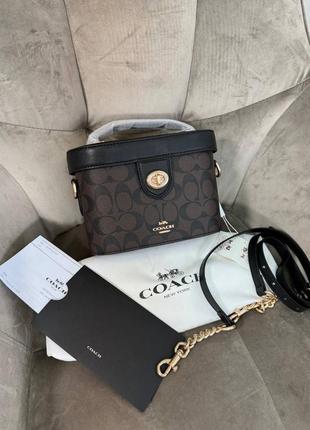 Сумка жіноча в стилі coach premium brown black2 фото