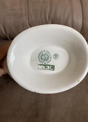 Соусник білий із синім будянський фаянсовий завод буди зісср антикваріат