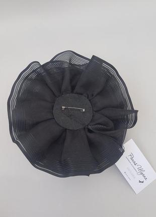 Брошь цветок черная из органзы - 18 см5 фото