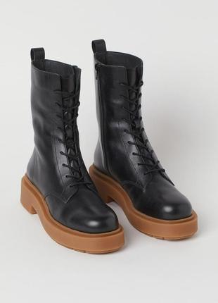 Высокие ботинки берцы из эко кожи zara
