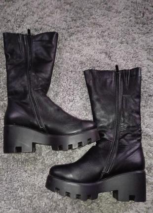 Сапожки женские/подросток зимняя кожа размер 36-23см