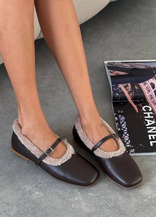 Вишукані шкіряні балетки з хутром