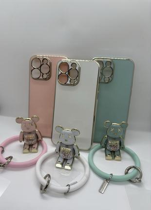 Чехлы с подставкой bear и кольцом держателем на iphone от х до 15 pro max