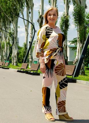 Яркий летний костюм из тонкой ткани штапель. 
🔺размеры 46-60 
🔻цена - 1280 грн1 фото