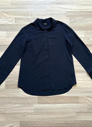 Темно-синяя рубашка из вискозы uniqlo vintage