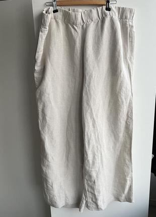 Новые телесные кремовые бежевые свободные широкие льняные брюки h&amp;m cos massimo oysho mango3 фото