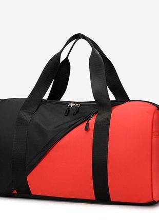 Спортивная женская сумка зd bags zip на 6 отделений для спортзала компактная 46x22x23 см черно-красная1 фото