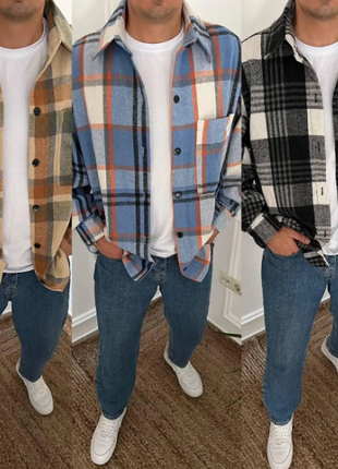 Рубашка мужская в клетку турецкий кашемир 3 цвета 44-46,48-50,52-54,54-56 sin826-800aве