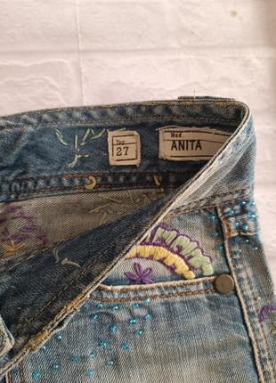 Винтажная джинсовая мини юбка с вышивкой replay4 фото