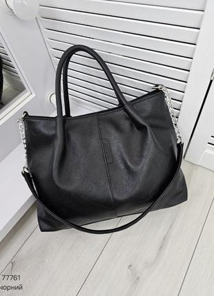 Женская стильная и качественная сумка из эко кожи черная7 фото