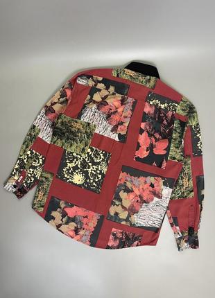 Красная винтажная рубашка lambertino с принтом, винтаж, легкая, принт, овершот, цветы