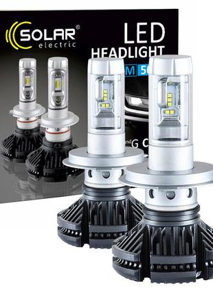 Led автолампа solar h4 12/24v 6000lm 50w zes