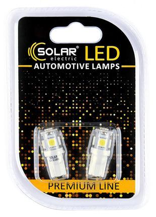 Led автолампа solar 12v t10 w2.1x9.5d 5smd white, 2шт
