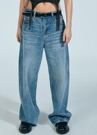 Джинсы trf relaxed оверсайз со средней посадкой zara