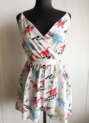 Сказочный ромпер, комбинезон в животный принт динозавриков)