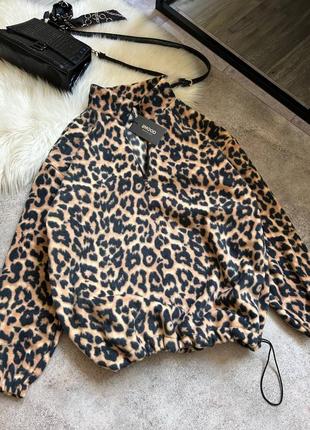 Удобный и теплый батник флисовый, принт лео md-1082