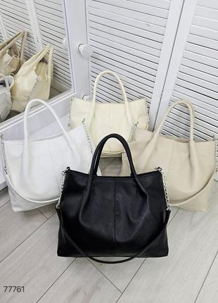 Жіноча стильна та якісна сумка з еко шкіри біла9 фото