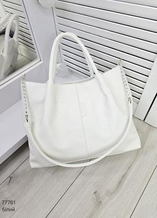 Жіноча стильна та якісна сумка з еко шкіри біла8 фото