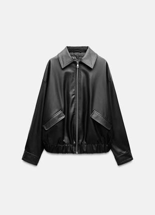Широкая куртка бомбер черная оверсайз zara new