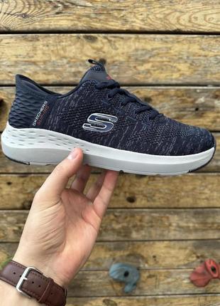Літні кросівки сітка scechers slip-ins, dark navy