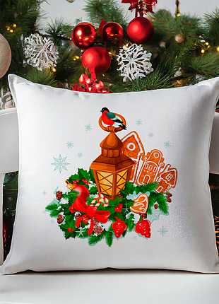 Декоративна подушка з новорічним принтом "новорічний натюрморт пряники" push it