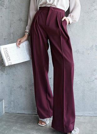 Класичні брюки кльош палаццо штани графітові бордові чорні висока посадка трендові стильні