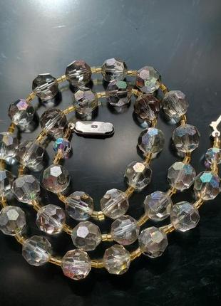 Кристаллическое ожерелье с покрытием аврора бореалис, нитевичка7 фото