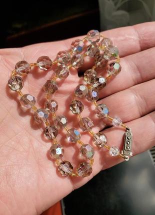 Кристаллическое ожерелье с покрытием аврора бореалис, нитевичка4 фото