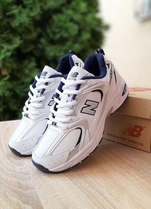 Зимние женские кроссовки new balance 530 white silver blueALs белого беланс с серебристым и синим цветов термо