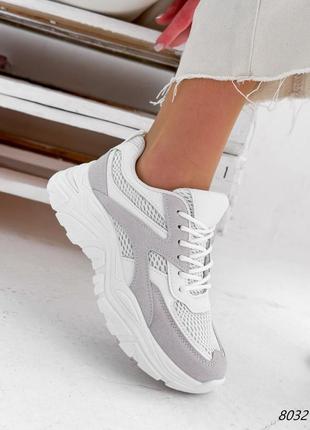 Базові спортивні кросівки сітка сіро білі фото вживу8 фото