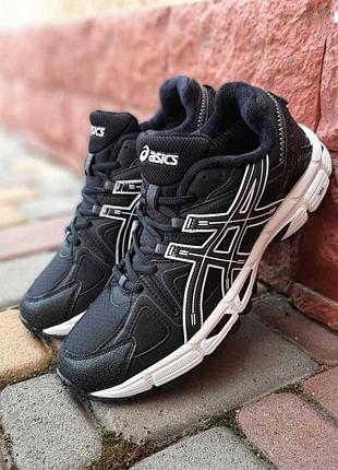 Зимние мужские кроссовки asics gel-kahana 8 black white ассикс черного с белым цветами термо