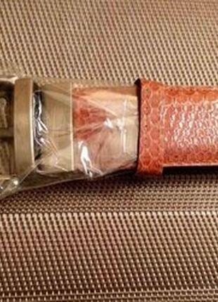 Ремень из кожи морской змеи. потайной карман.коричневый. материал: натуральная кожа морской змеи3 фото