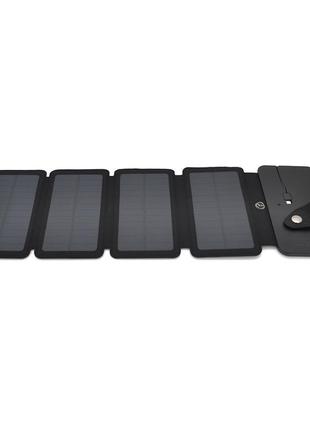 Solar panel 4 foldings, built-in microusb cable, output: 5 /1 а(usb), plastic, black, corton box