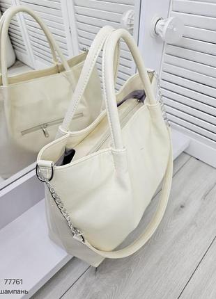 Женская стильная и качественная сумка из эко кожи шампань5 фото