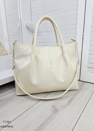 Женская стильная и качественная сумка из эко кожи шампань3 фото
