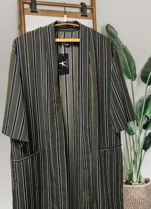 Кардиган оверсайз кимоно atmosphere с карманами в полоску4 фото