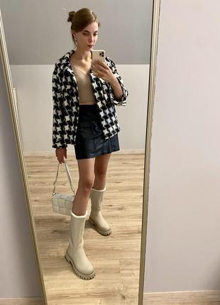 Чоботи труби до коліна бежеві 26 см тракторні мешти взуття трубы