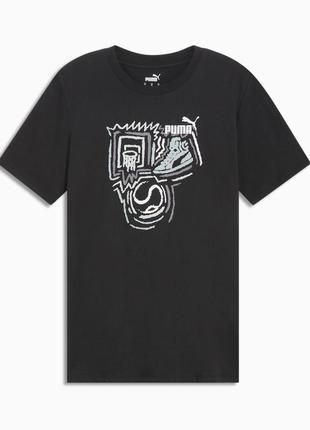 Черная мужская футболка puma xxl спортивная мужская футболка ххл пума