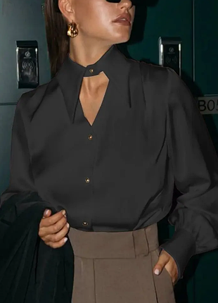 Женская блузка на пуговицах шелковая 2 цвета  42-46; 48-52  : rin846-3301tве