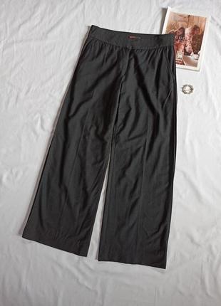 Сірі широкі брюки палаццо  на низькій посадці/класичні/вовна/шовк/віскоза/зі стрілками