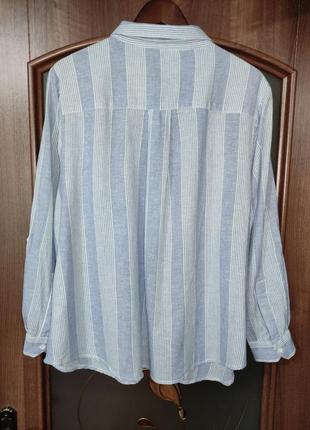 Льняная / коттоновая рубашка / блуза в полоску tu (лен, вискоза) батал, рукав-трансформер2 фото