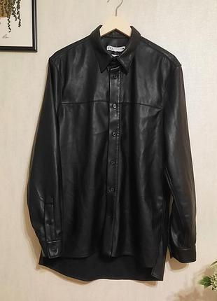 Шикарная рубашка,сорочка с еко-кожи бренда zara